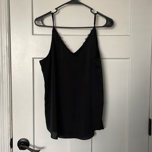 Black Double Layered V Neck Blouse Tank